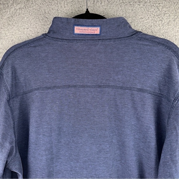 Vineyard Vines Shirt Mens Medium Blue Edgartown Shep Polo Pima Cotton Ribbed - Picture 8 of 11